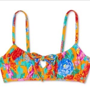 Floral Tie-Front Bikini Top - Bright Multi